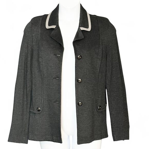 CAbi 3030 Tipped Crew Blazer Size M Heather Gray Riding Jacket Trendy Workwear - Picture 3 of 11